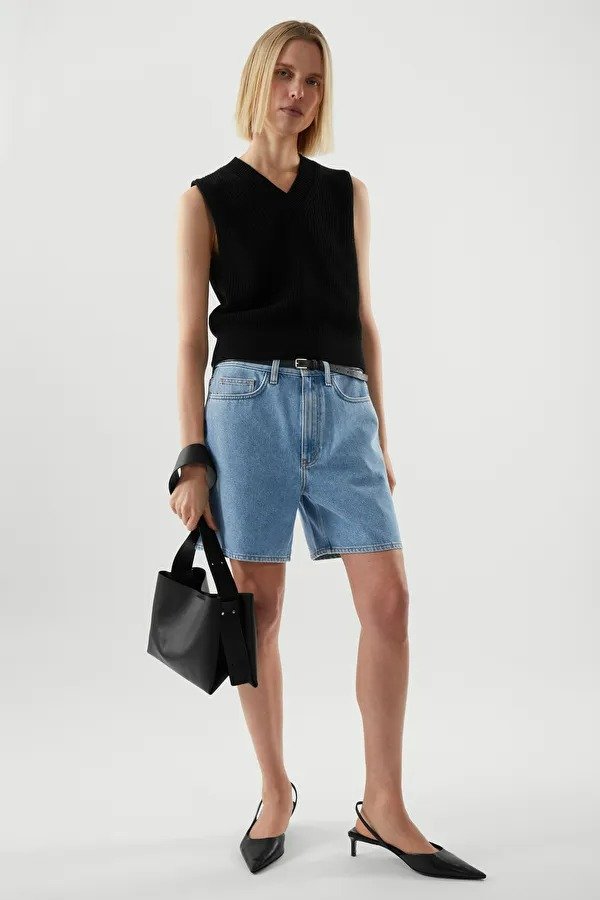 RELAXED-FIT DENIM SHORTS - Light blue - Shorts - COS