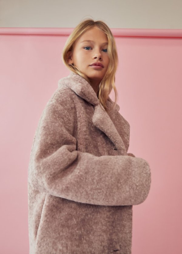 Lapels faux fur coat - Girls | OUTLET USA