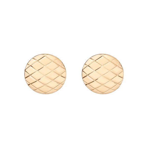 Quilted Gold Button Earrings