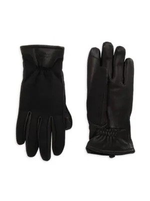 Wool Trim Leather Gloves