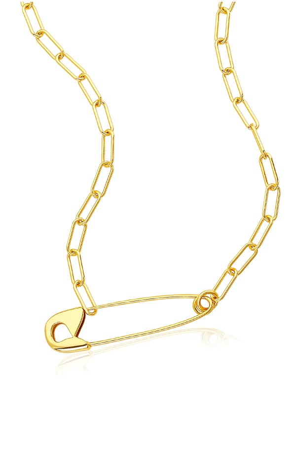 14K Gold Plated Safety Pin Pendant Necklace