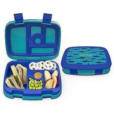 Bentgo Kids' Prints Leak-proof, 5 Compartment Bento-Style Lunch Box - Shark