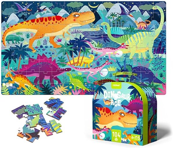 Puzzles for Kids Ages 4-8, 104 Piece Puzzles for Toddler Colorful Illustrated Designed Dinosaur Puzzle Children Preschool Learning Educational Puzzles Toys for Boys and Girls