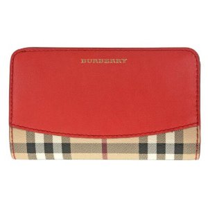 Burberry Cowley Haymarket Check Coated Canvas Red Leather Continental Wallet 