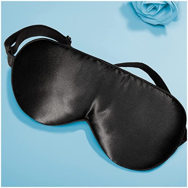 Natural Silk Sleep Mask, Super-Smooth & Soft Eye Mask with Adjustable Strap, Blindfold, Perfect Blocks Light, Pressure Free for A Full Night's Sleep (Black)