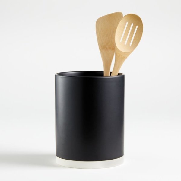 Matte Black Utensil Holder  Ceramic utensil holder, Black