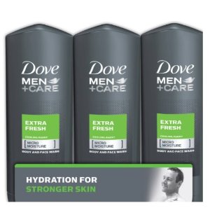 Dove Men+Care Body and Face Wash, Extra Fresh 18 oz, Pack of 3