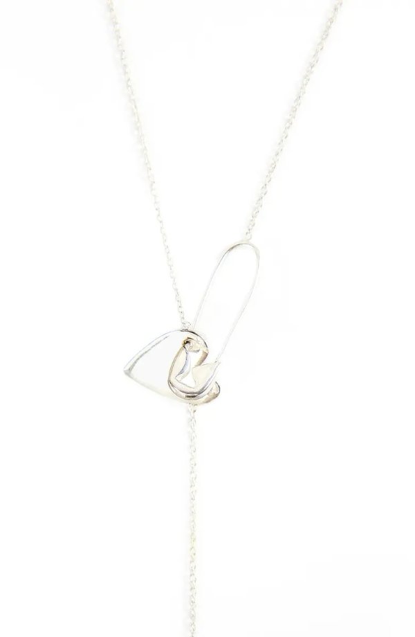 Pin Heart Adjustable Lariat Necklace