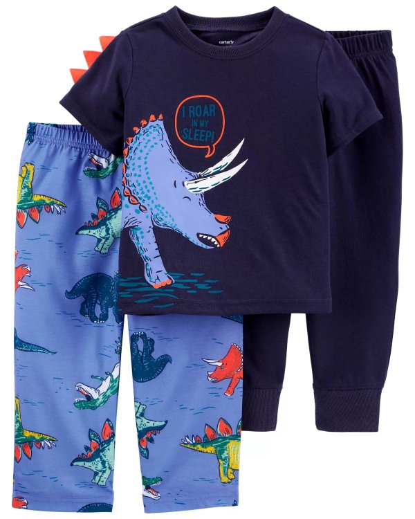 3-Pack Dinosaur Loose Fit PJs