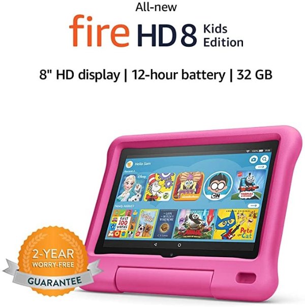 All-new Fire HD 8 Kids Edition tablet, 8" HD display, 32 GB, Pink Kid-Proof Case