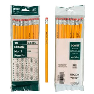 Dixon No. 2 Yellow Pencils, Wood-Cased, Black Core, 12-Count