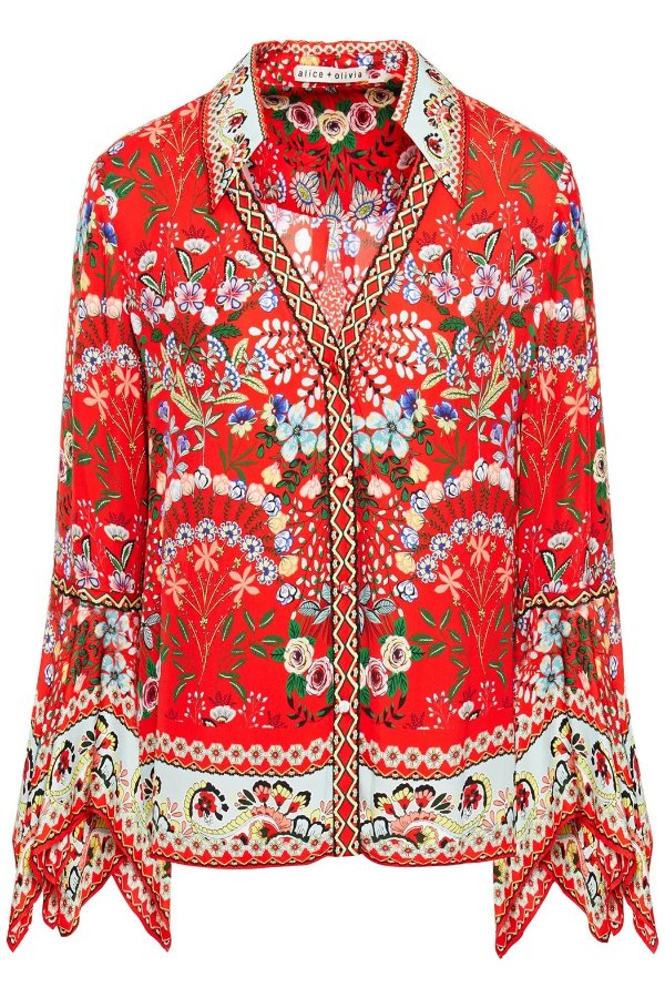 Randa floral-print crepe de chine shirt