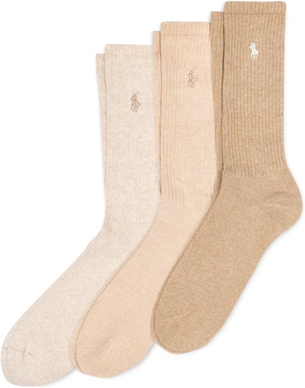 Men's Ribbed Casual Crew Socks-3 Pair Pack-Cotton Comfort & Heel-Toe Reinforcement