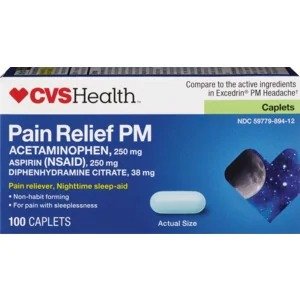 Pain Relief PM Caplets, 100 CT