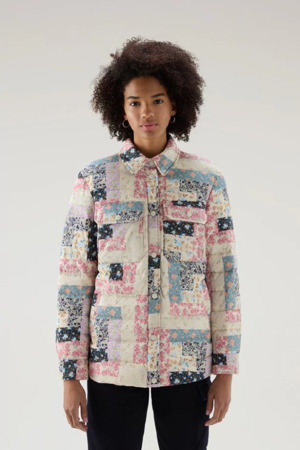 Pennsylvania Quilted Overshirt with Patchwork Print Cream Patchwork