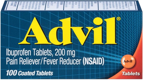 Advil Coated Tablets Pain Reliever and Fever Reducer, Ibuprofen 200mg, 100 Count