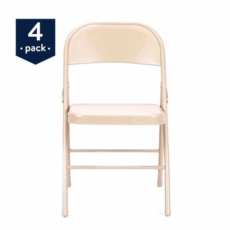 Steel Folding Chair (4-Pack), Antique Linen