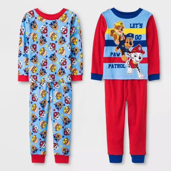Toddler Boys' 4pc Paw Patrol Pajama Set - Blue/Red