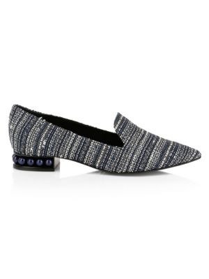 - Casati Faux Pearl-Embellished Tweed Loafers