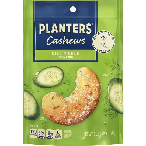 PLANTERS Whole Cashews Dill Pickle Flavored, Party Snacks, 5 Oz Bagilt