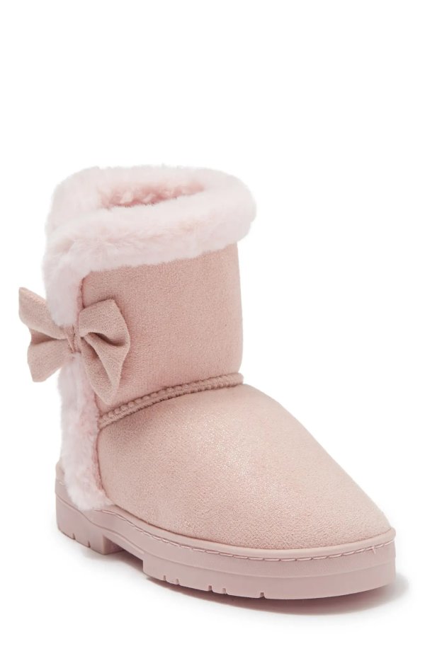 Shimmer Microsuede Bow Faux Shearling Boot