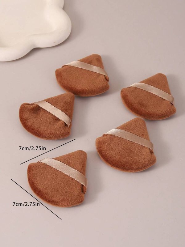 Dual-Use Powder Puff, 5pcs Triangular Shaped Sponge Puff With Strap, Super Soft, Suitable For All Skin Types