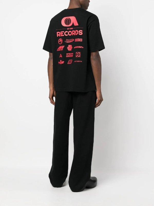 Records-print cotton T-shirt