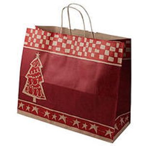 100个Shamrock 16" x 6" x 13" 圣诞主题牛皮纸环保购物袋