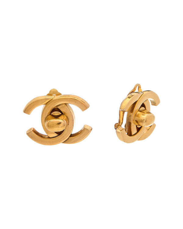 CC Turnlock Clip-On Earrings (Authentic Pre-Owned) / Gilt