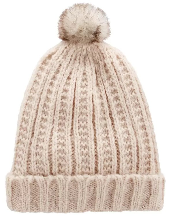 毛球编织帽