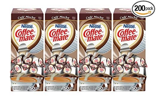 COFFEE-MATE Coffee Creamer, Cafe Mocha, liquid creamer singles, 50 Count (Pack of 4)