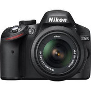 尼康D3200 24.2 MP CMOS 数码单反相机, 带18-55mm VR镜头(官方翻新)