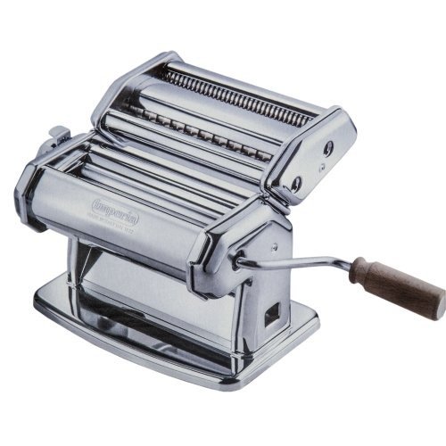 Pasta Maker Machine - Heavy Duty Steel Construction w Easy Lock Dial and Wood Grip Handle- Model 150 Made in Italy