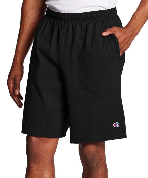 Champion Black 9'' Drawstring Pocket Jersey Athletic Shorts - Men
