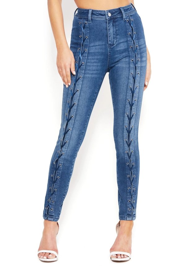 Lace-Up Skinny Jean