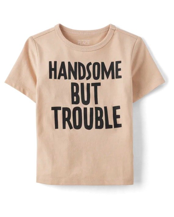 Baby And Toddler Boys Trouble Graphic Tee - toast
