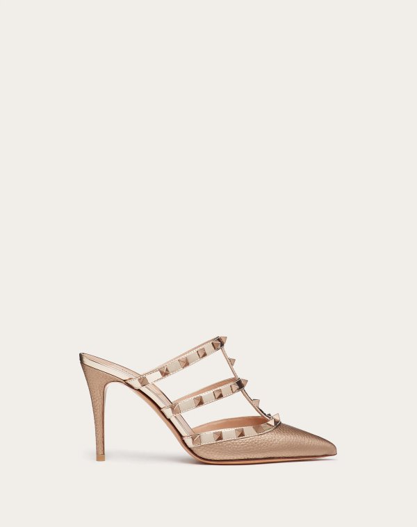 Metallic Rockstud Mule 90mm / 3.5 in. for Woman | Valentino Online Boutique