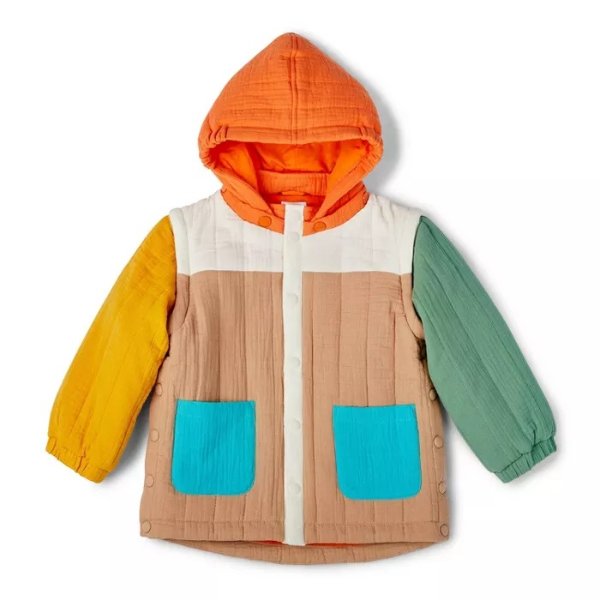 Toddler Adaptive Color Block Quilted Hooded Jacket - Christian Robinson x Target Beige