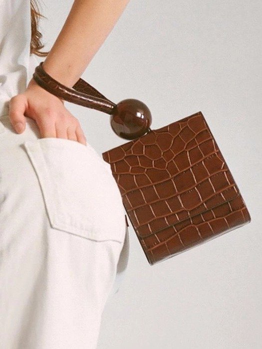 Ball Bag Nutella Croco Embossed Leather