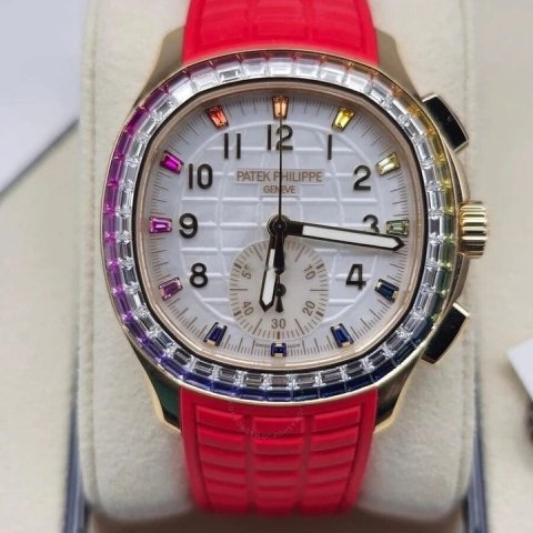 Patek PhilippeAquanaut Chronograph Automatic Diamond White Mother of Pearl Dial Men s Watch 7968-300R-001