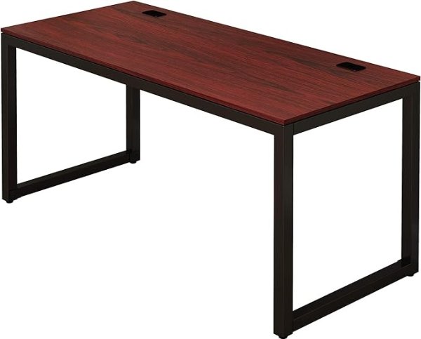SHW Home Office 55-Inch Large Computer Desk, 24" Deep, Black/Cherry