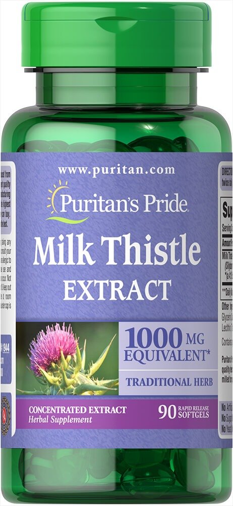 Milk Thistle 4:1 Extract 1000 mg (Silymarin) 90 Softgels | Columbus Day Sale Supplements | Puritan's Pride