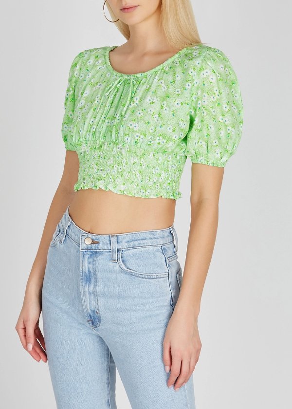 Anne Laure floral-print cropped top