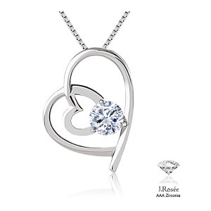 J.Rosée Jewelry Sterling Silver Pendant Necklace "Two Loving Heart" 3A Zirconia