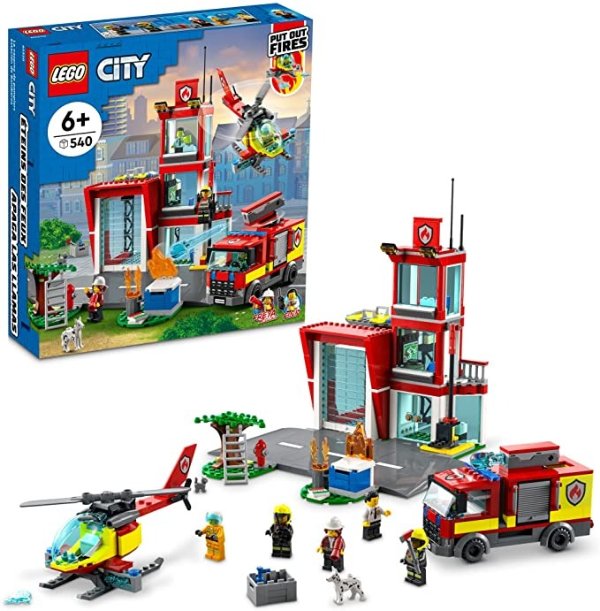 City Fire Station 60320 Building Kit for Kids Aged 6+; Includes 2 City Adventures TV Series Characters (540 Pieces)