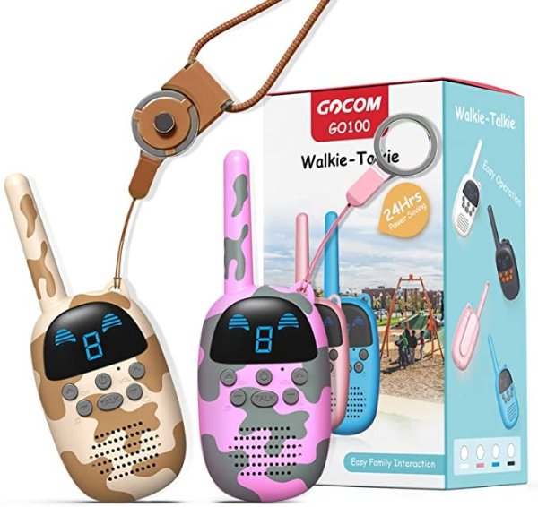 Walkie Talkies for Kids, Kids Toys Handheld Child Gift Walky Talky, Two-Way Radio Boys & Girls Toys Age 4-12, for Indoor Outdoor Hiking Adventure Games (MCpink+MCbrown)