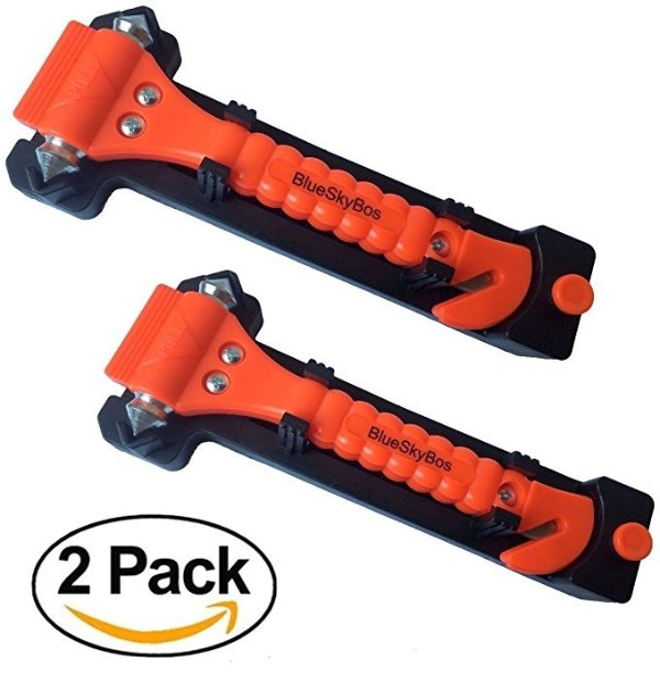 Value 2 Pack - Emergency Escape Tool Auto Car Window Glass Hammer Breaker and Seat Belt Cutter Escape 2-in-1 Tool