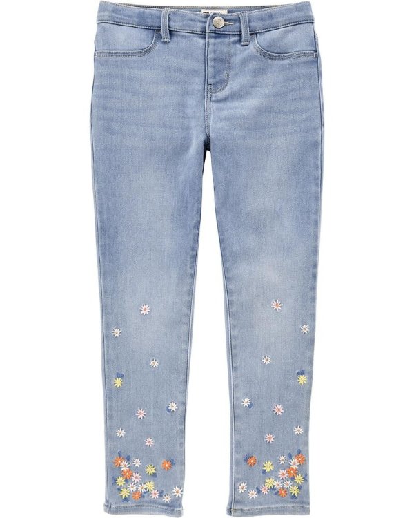 Embroidered Floral Jeggings