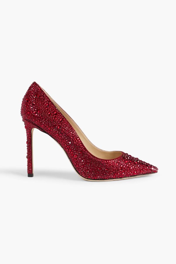 Romy 100 crystal-embellished woven pumps