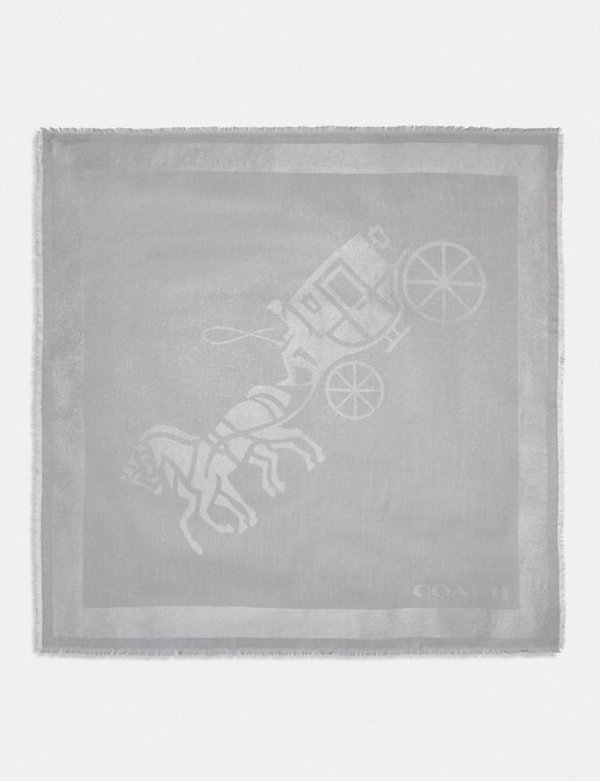 Horse and Carriage Print Oversized Square Scarf
